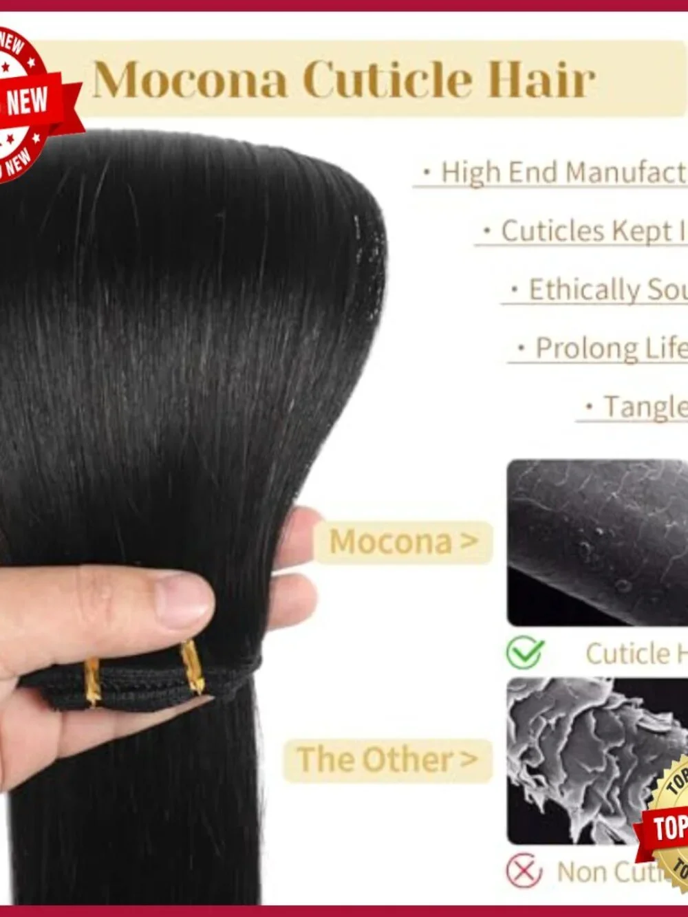 24 Inch Clip-In Human Hair Extensions, 7pcs 70g Pack, Straight Style